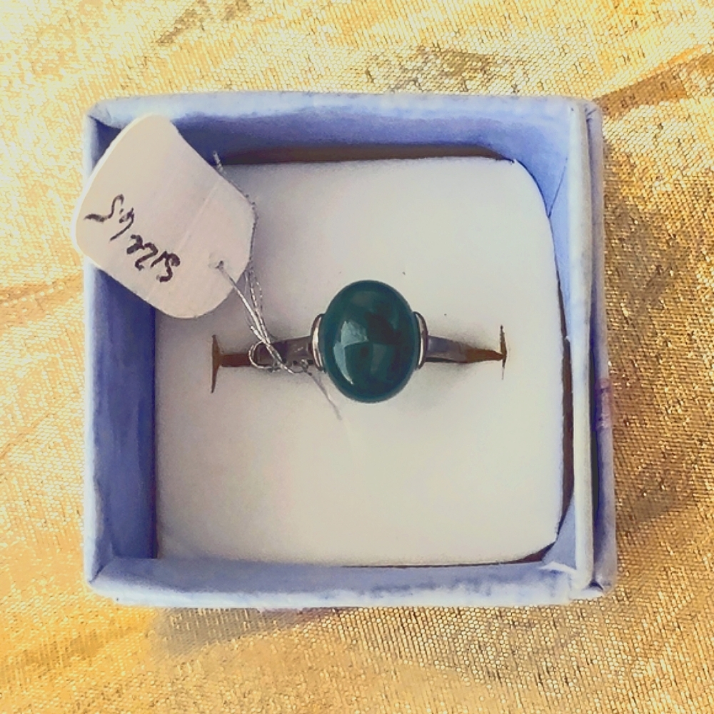 Green Agate Sterling Silver Ring